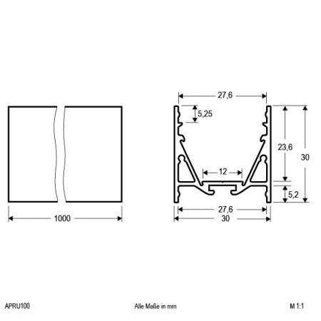 EVN Aluminium Profil für LED-Strips APRU100