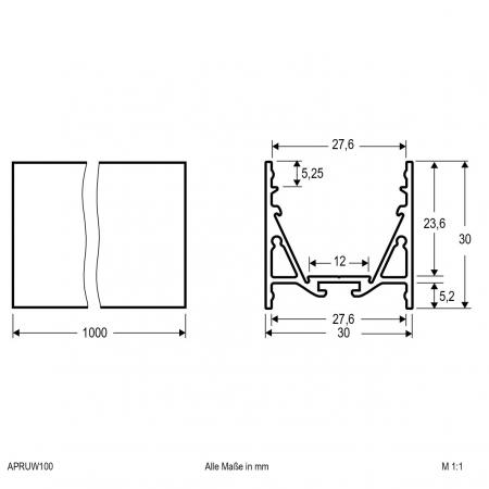 EVN Aluminium Profil für LED-Strips APRUW100