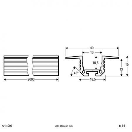 EVN Aluminium T-/Eck-Profil für LED-Strips APTE200