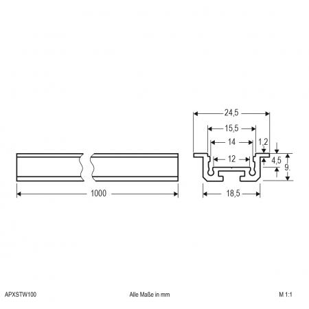 EVN Aluminium T-Profil (extra flach) für LED-Strips APXSTW100
