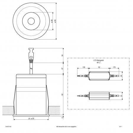 EVN LED Downlight mit Netzteil, dimmbar, IP44 C44070102
