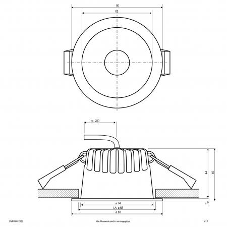 EVN C54N06012125 LED Deckeneinbauleuchte REFLECTO 6W 3000K/4000K/5700K 531lm weiß rund IP54 dimmbar Einbaudurchmesser 68mm