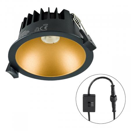 EVN C54N10092125 LED Deckeneinbauleuchte dimmbar 10W 3000K/4000K/5700K 820lm schwarz IP54 Einbaudurchmesser 90 mm