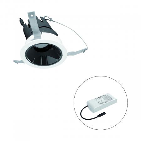 EVN F01R09AM0630L24D COB-LED Deckeneinbauleuchte 6W 3000K 700lm DALI-2 dimmbar schwarz/weiß schwenkbar Einbaudurchmesser 73mm