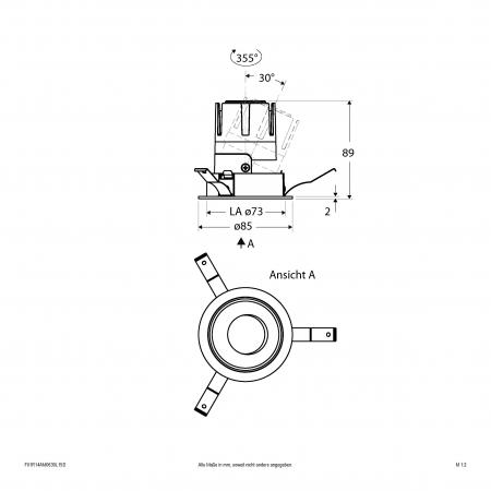 EVN F01R14AM0630L15D COB-LED Deckeneinbauleuchte 6W 3000K 700lm 15° DALI dimmbar Einbaudurchmesser 73mm