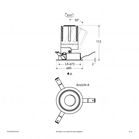EVN F01R14AM1327L24D COB-LED Deckeneinbauleuchte 13W 2700K 1486lm 24° DALI DALI-2 dimmbar Einbaudurchmesser 73mm