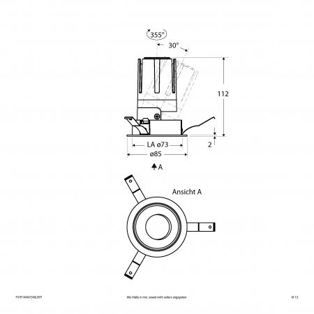 EVN F01R14AM1340L55P COB-LED Deckeneinbauleuchte 13W 4000K 1593lm 55° dimmbar Einbaudurchmesser 73mm