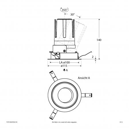 EVN F01R14AM1830L15D COB-LED Deckeneinbauleuchte 18W 3000K 2100lm 15° DALI dimmbar Einbaudurchmesser 100mm