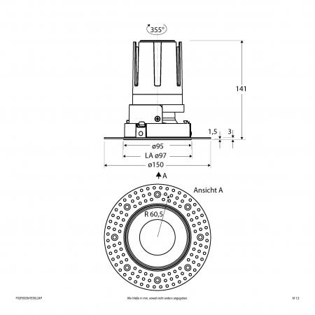 EVN F02R09SM1830L24P COB-LED Deckeneinbauleuchte 18W 3000K 2100lm dimmbar 24° Einbaudurchmesser 97 mm