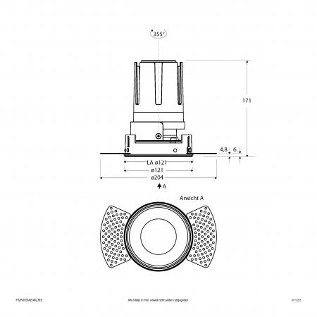 EVN F02R09SM2540L38D COB-LED Deckeneinbauleuchte 25W 4000K 3063lm 38° mediumstrahlend DALI-2 dimmbar Einbaudurchmesser 121 mm