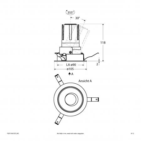 EVN F02R11AM1327L24D COB-LED Deckeneinbauleuchte 13W 2700K 1486lm DALI-2 24° Einbaudurchmesser 90 mm