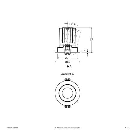 F10RXXXM1330L24D COB-LED Deckeneinbauleuchte 13 W 3000 K Warmweiß 1668 lm DALI dimmbar 24° schwenkbar Einbaudurchmesser 70 mm
