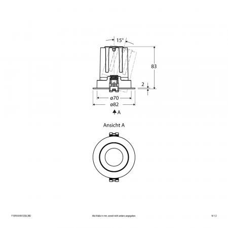 EVN F10RXXXM1330L38D COB-LED Deckeneinbauleuchte 13 W 3000 K Warmweiß 1668 lm rund schwenkbar DALI 38° Einbaudurchmesser 70 mm