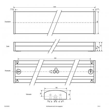 EVN FLD120125 LED Anbaupanel 1200x164 mm IP54 DALI-2 4550–4900 lm 3000/4000 K 105°