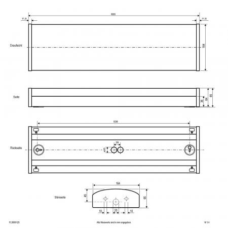 EVN FLS600125 LED Anbaupanel rechteckig 600x164 mm 20W 3000/4000K IP54 105° Multilumen