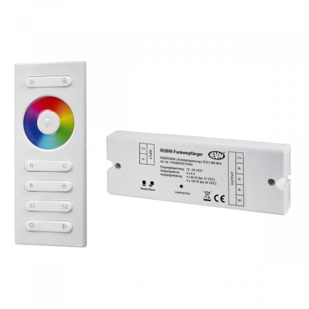 EVN RGBW Funk-Controller-Set - 12-24V/DC - max. 240-480W Empfänger und Handsender mit Touch-Farbkreis