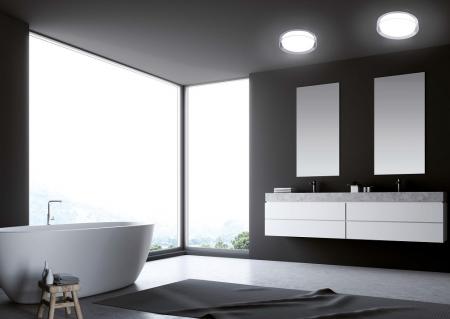 Helestra OLVI 15/1931.04 LED-Deckenleuchte 12 W 2900 K Warmweiß, Chrom, Opal weiß/klar, 1020 lm, IP44, nicht dimmbar