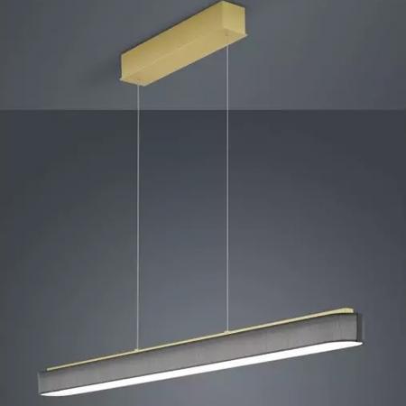 120cm Helestra BOKI LED Pendelleuchte mattmessing anthrazitfarbener Stoffschirm & EASY-LIFT Höhenverstellung