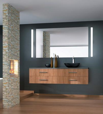 90cm Helestra LOOM LED Wandleuchte & Spiegeleuchte in Chrom & Transparent satiniert