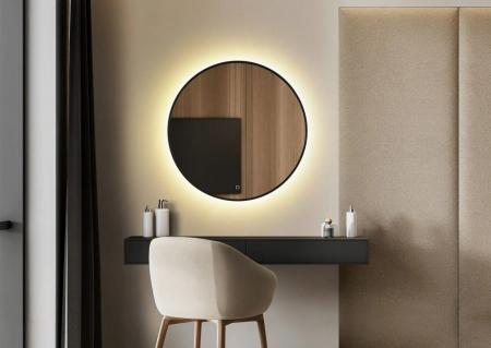 Helestra VIDO LED Lichtspiegel Ø 700 mm 35 W 760 lm 2700–6500 K Warmweiß bis Tageslichtweiß CRI 90–100 indirekt Sensor schwarz beheizbar