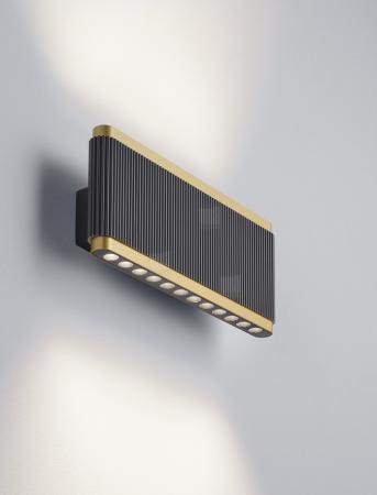 Helestra KOBE LED Wandleuchte 11 W 840 lm 2700 K Warmweiß CASAMBI Smart 22,5 cm Schwarz-Gold