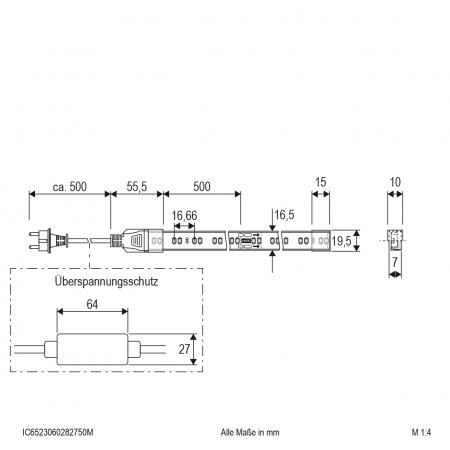 EVN Hochvolt LED-Strip mit Konturenstecker IC6523060282750M