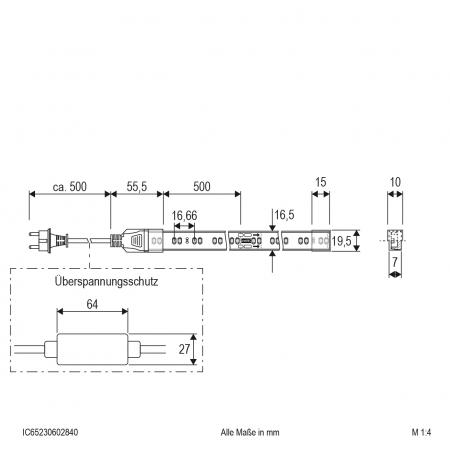 EVN Hochvolt LED-Strip mit Konturenstecker IC65230602840