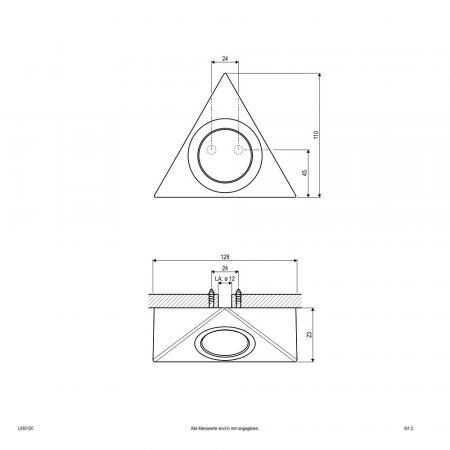 Hängeschrank LED Unterbauleuchte EVN in Pyramidenform IP20 12V/DC 3000K 2W 90lm