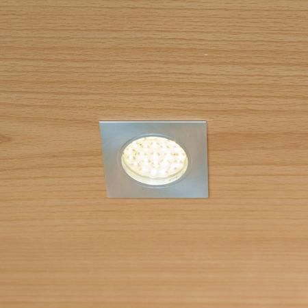 EVN LED Decken-Einbaustrahlerquad. silber IP20 12V/DC 2W 3000K warmweißes Licht EinbauØ55