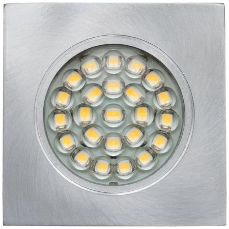 EVN LED Decken-Einbaustrahlerquad. silber IP20 12V/DC 2W 3000K warmweißes Licht EinbauØ55