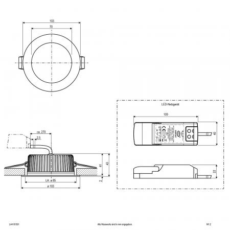 SOLIDO L44101301 LED Deckeneinbauleuchte 10W 6000K Chrom IP54 dimmbar Einbaudurchmesser 85mm