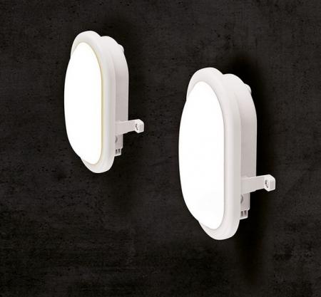 EVN Schlcihte LED Wandlampe weiß warmweißes Licht matter Diffusor in&out IP44 feuchtraumgeeignet