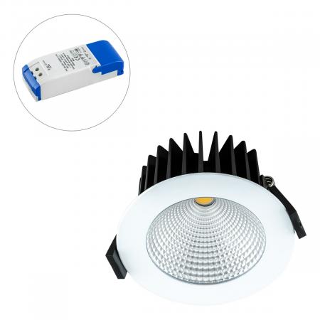 EVN LED Decken-Einbaustrahler mit universalweißem Licht dimmbar rund weiß IP44 15W 4000K 1200lm EinbauØ85