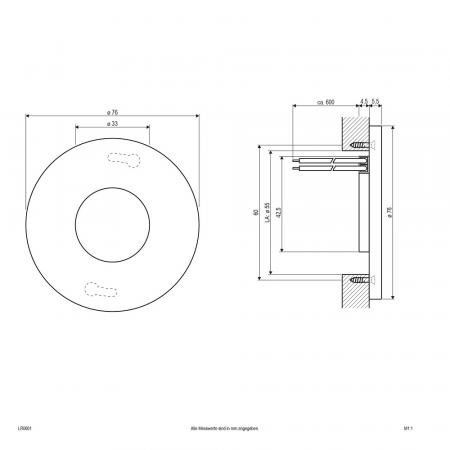 EVN LED Wand Einbaustrahler mit kaltweißem Licht EDS IP44 12V/DC 0.6W 6000K EinbauØ55 feuchtraumgeeignet