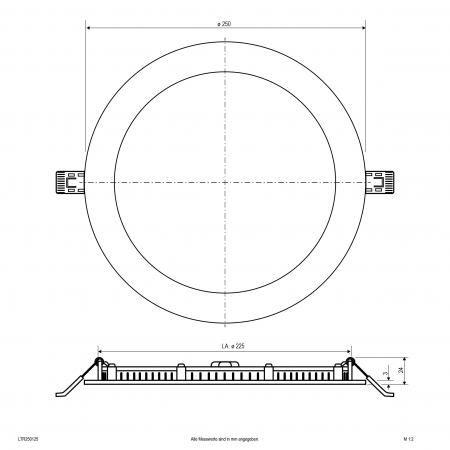 EVN LTR250125 LED Einbaupanel rund 20W CCT 3000K/4000K weiß Ø250mm Einbaudurchmesser 225mm