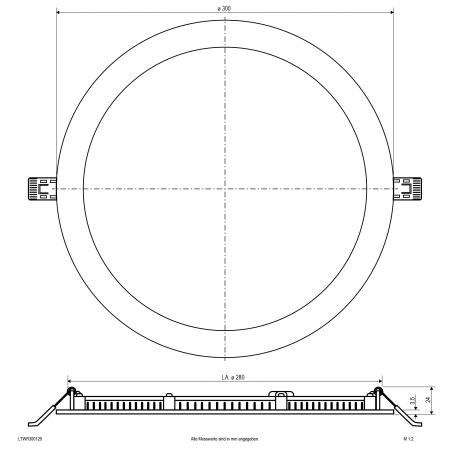 EVN LED Einbaupanel LTWR300125 | 25 W | 2365 lm | 2700–5700 K Tunable White | DALI-2 dimmbar | Weiß | Einbaudurchmesser 280 mm
