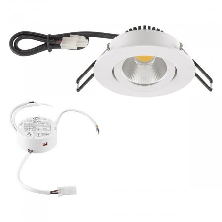 EVN PC20D90140 COB-LED Deckeneinbauleuchte 8,4 W 1060 lm 4000 K Weiß RAL 9003 DALI-2 schwenkbar Einbaudurchmesser 68 mm