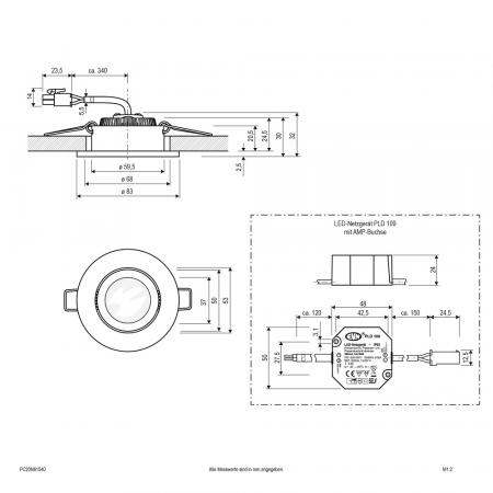 EVN P-LED LED Decken-Einbaustrahler mit neutralweißem Licht dimmbar  rund schwenkbar chrom matt IP20 6W 4000K 683lm 90Ra EinbauØ68