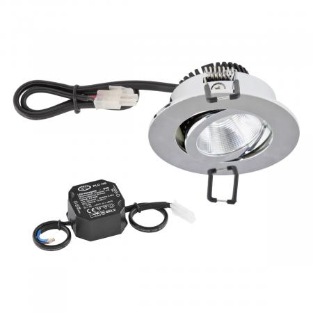 EVN P-LED Decken-Einbauleuchte mit neutralweißem Licht dimmbar rund schwenkbar chrom IP20 8.4W 4000K 1060lm 90Ra EinbauØ68
