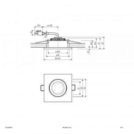 EVN P-LED Decken-Einbaustrahler mit warmweißem Licht quad. schwenkbar chrom matt IP20 6W 3000K 90Ra EinbauØ68