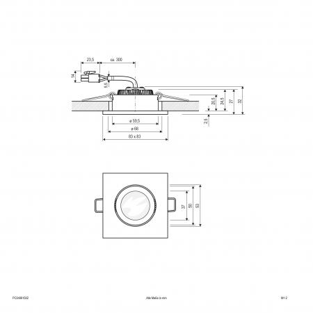EVN P-LED Decken-Einbaustrahler mit warmweißem Licht quad. schwenkbar chrom matt IP20 6W 3000K 90Ra EinbauØ68