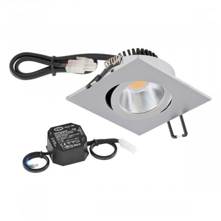 EVN P-LED Decken-Einbaustrahler mit universalweißem Licht dimmbar quad. schwenkbar chrom matt (STL) IP20 6W 3000K 90Ra EinbauØ68