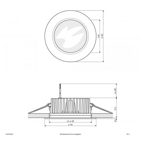 EVN LED Decken-Einbaustrahler mit warmweißem Licht feuchtraumgeeignet rund EDS IP44 24V/DC 15W 3000K EinbauØ120