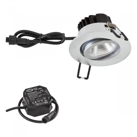 EVN LED Decken-Einbaustrahler mit warmweißem Licht dimmbar feuchtraumgeeigne  trund schwenkbar chrom matt IP65 8.4W 3000K 1010lm 90Ra EinbauØ68