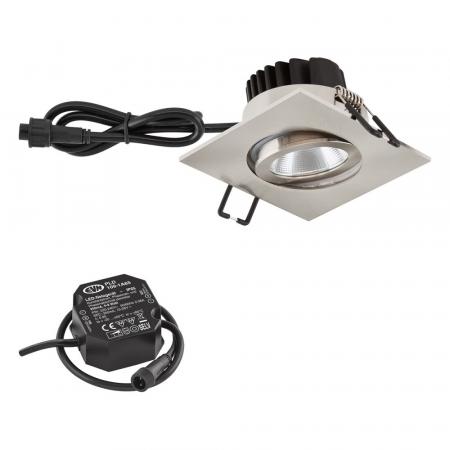 EVN P-LED Decken-Einbaustrahler mit warmweißem Licht dimmbar feuchtraumgeeignet  quad. schwenkbar EDS IP65 8.4W 3000K 90Ra EinbauØ68