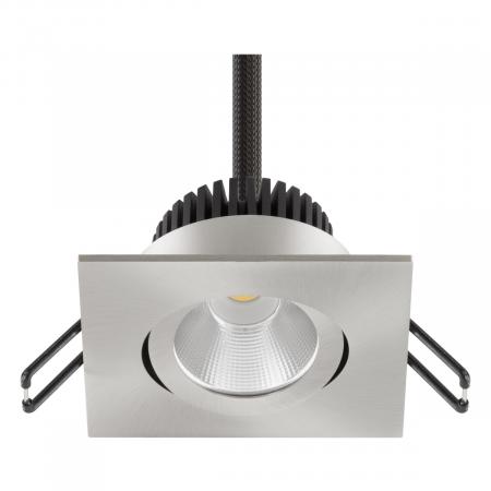 EVN P-LED Decken-Einbaustrahler mit warmweißem Licht dimmbar quad. schwenkbar EDS IP20 6W 3000K 528lm EinbauØ68
