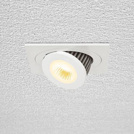 EVN P-LED Decken-Einbaustrahler mit warmweißem Licht quad. schwenkbar weiß IP20 12W 3000K 1000lm EinbauØ115