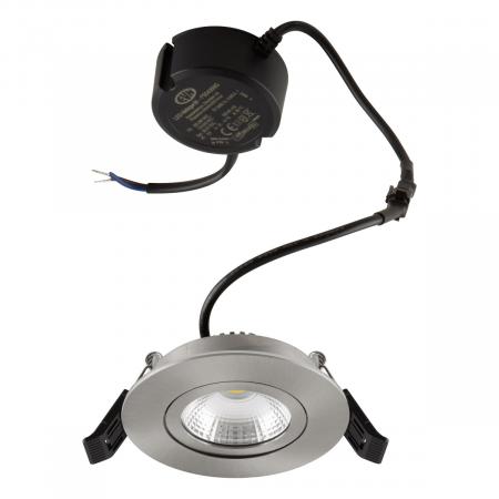 EVN PS54061340 COB LED Deckeneinbauleuchte 5,5W 4000K Edelstahl schwenkbar IP54 Einbaudurchmesser 68 mm