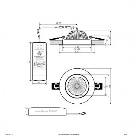 EVN PS54100102 COB LED Deckeneinbauleuchte 10W 3000K Weiß schwenkbar IP54 • Einbaudurchmesser: 85 mm