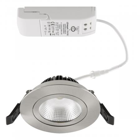 EVN PS54101302 COB LED Deckeneinbauleuchte 10W 3000K Edelstahl schwenkbar IP54 • Einbaudurchmesser: 85 mm